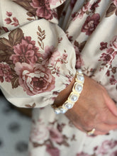 Load image into Gallery viewer, Annie Floral Smocked Tiered Midi Dress - Taupe