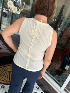 Star Patch Knit Tank - Cream