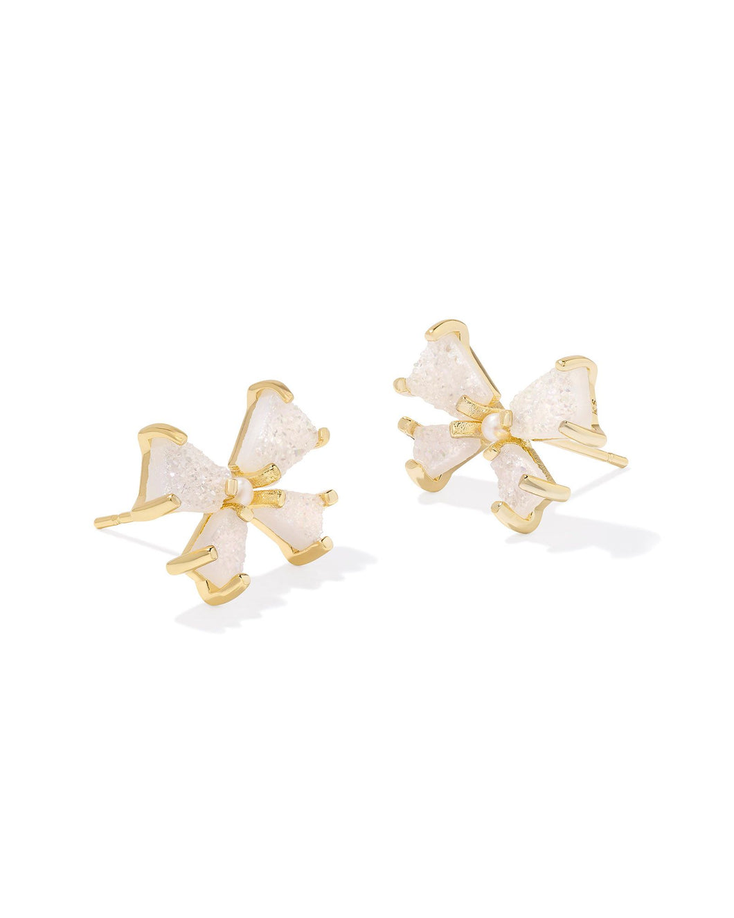 Kendra Scott Blair Gold Bow Small Stud Earrings in Iridescent Drusy