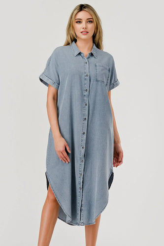 Denim Midi Dress - Blue Chambray
