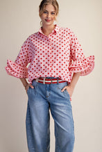 Load image into Gallery viewer, Dots Poplin Button Down Top - Pink