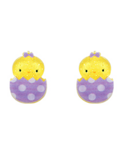 Cool Chicks Easter Stud Earrings - Purple