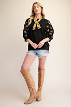 Load image into Gallery viewer, Elbow Sleeve Terry Knit Top - Black