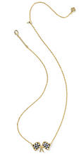 Load image into Gallery viewer, Kendra Scott Checkered Flag Pendant Necklace Gold White Mother of Pearl