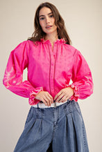Load image into Gallery viewer, Lucy Textured Embroidery Top - Hot Pink