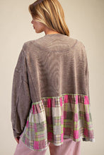 Load image into Gallery viewer, Plaid Ruffle Bottom Babydoll Tunic - Olive Gray