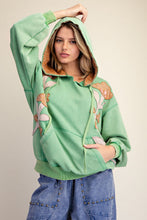 Load image into Gallery viewer, Floral Patch Washed Terry Pullover - Green