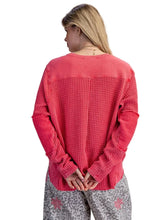 Load image into Gallery viewer, Mineral Washed Thermal Waffle Pullover - Poppy Red