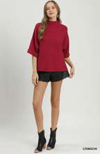 Load image into Gallery viewer, Mock Neck Dolman Sleeve Sweater Top - Crimson