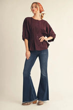 Load image into Gallery viewer, Rhonda Drop Shoulder Peplum Top - Red Bean