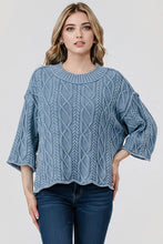 Load image into Gallery viewer, Cindy Mineral Washed Cable Knit Sweater - Denim