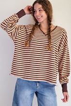 Load image into Gallery viewer, Striped Terry Pullover - Rose Brown