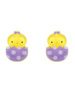 Cool Chicks Easter Stud Earrings - Purple
