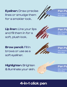 Alleyoop Pen Pal 4-in-1 Makeup Touch Up Pen - Berry Busy