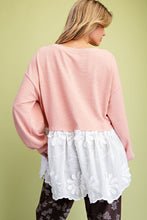 Load image into Gallery viewer, Mixed Fabric Lace Bottom Tunic - Pink