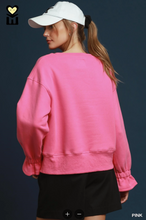 Load image into Gallery viewer, Dolly Ruffle Sleeve EverFleece Sweatshirt - Pink