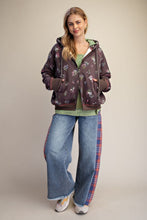 Load image into Gallery viewer, FLORAL PRINTED HOODED ZIP-UP - Ash