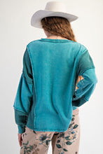 Load image into Gallery viewer, Thermal Mix Washed Terry Pullover - Teal