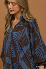 Load image into Gallery viewer, Mindy Abstract Leaf Print Dress - Slate Blue