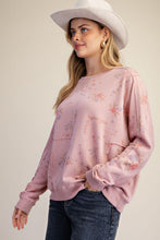 Load image into Gallery viewer, Printed Washed Terry Pullover - Rose
