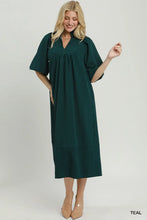 Load image into Gallery viewer, Gretchen Striped Seersucker Midi Dress - Teal