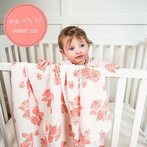 Blooming Elegance Muslin Swaddle Blanket