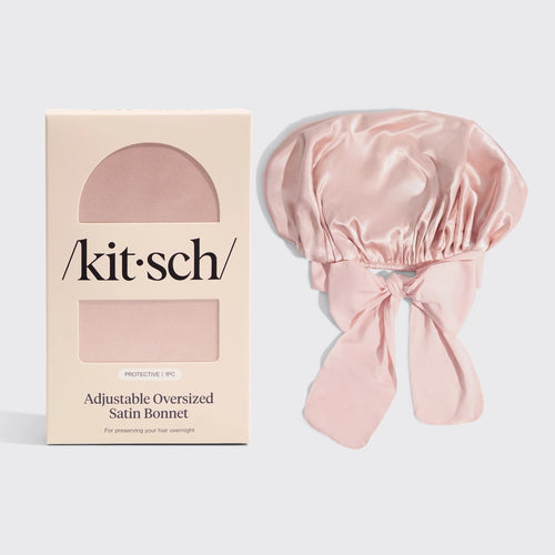 Kitsch Adjustable Oversized Satin Bonnet - Blush