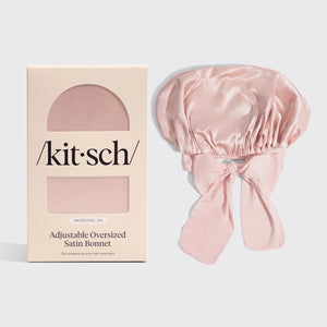Kitsch Adjustable Oversized Satin Bonnet - Blush