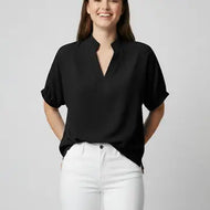 Sloane Split Neck Top - Black