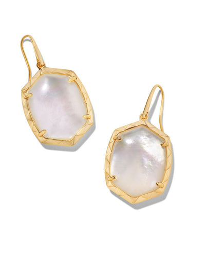 Kendra Scott Daphne Gold Drop Earrings in Ivory Mother of Pearl
