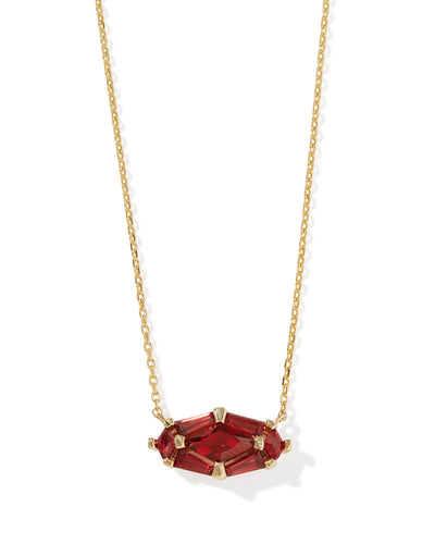 Kendra Scott Lindy Rae Elisa Gold Short Pendant Necklace in Red Crystal