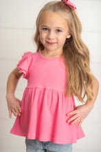 Load image into Gallery viewer, Girl's Double Ruffle Flutter Sleeve Shirt - Pink