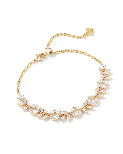 Kendra Scott Rosalie Gold Tennis Bracelet in White Crystal