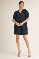 Tanya Puff Sleeve Dress - Navy