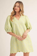Summer Sunshine Scallop Hem Dress - Yellow