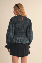 Load image into Gallery viewer, Plaid Tidings Peplum Top - Green