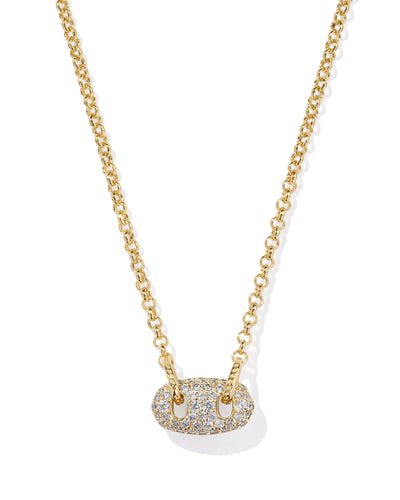 Kendra Scott Bailey Gold Pave Short Pendant Necklace in White Crystal