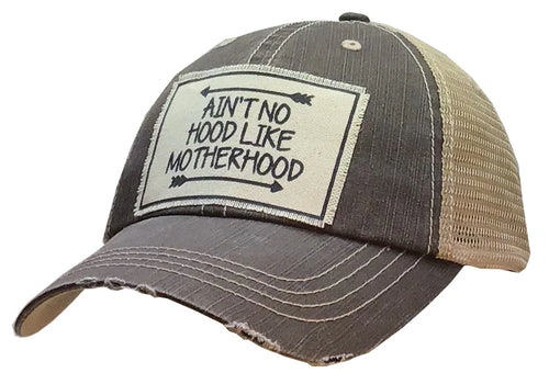 Ain't No Hood Like Motherhood Distressed Baseball Cap