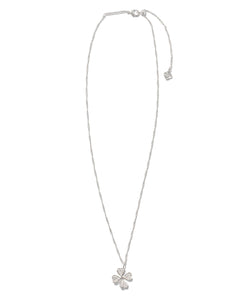 Kendra Scott Clover Silver Pendant Necklace in White Crystal