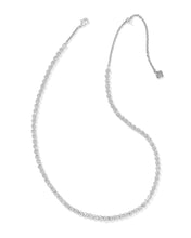 Load image into Gallery viewer, Kendra Scott Emery Silver Tennis Necklace in White Crystal