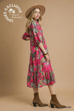 Load image into Gallery viewer, Paisley Tiered Midi Dress - Pink