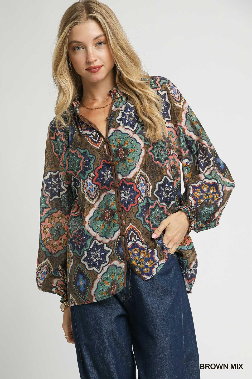 Mariana Mosaic Top - Brown Mix