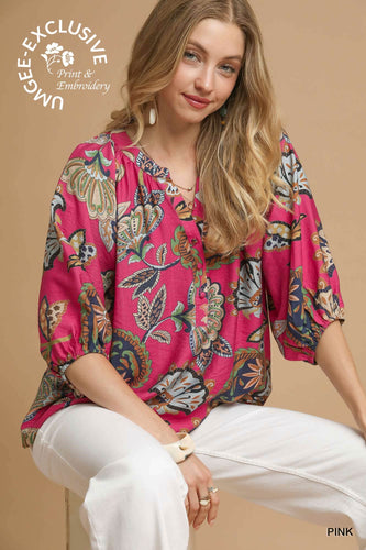 Paisley Tiered Top - Pink