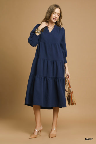 Camille Midi Dress - Navy