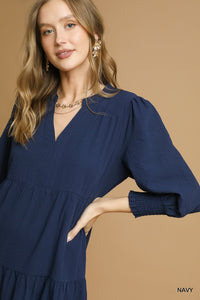 Camille Midi Dress - Navy