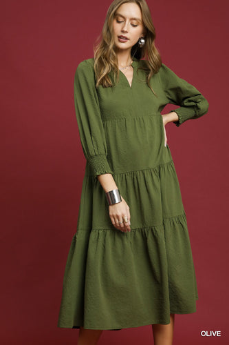 Camille Midi Dress - Olive