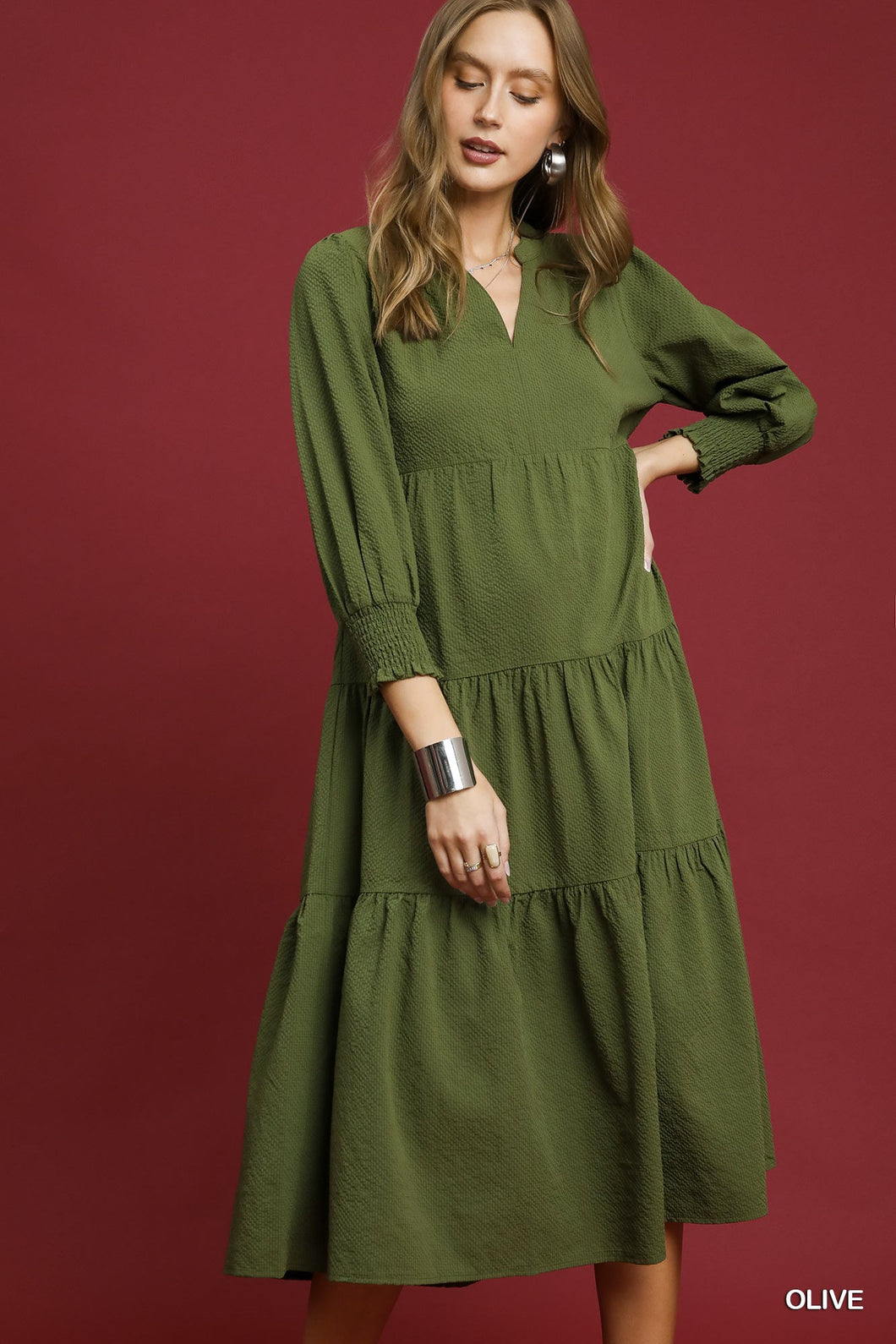 Camille Midi Dress - Olive