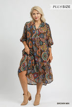 Load image into Gallery viewer, Boho Autumn Midi Dress - Brown Mix