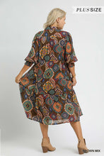Load image into Gallery viewer, Boho Autumn Midi Dress - Brown Mix