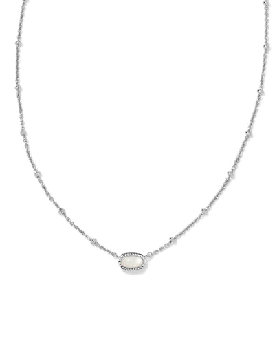 Kendra Scott Mini Elisa Silver Satellite Short Pendant Necklace in Ivory Mother of Pearl